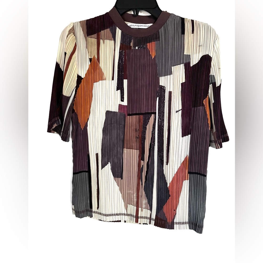 Adolfo Dominguez Printed Crinkle Short Sleeve Top